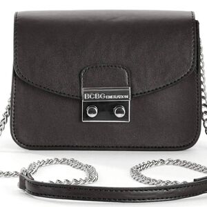 NWT BCBGeneration small black leather purse with chrome chain strap